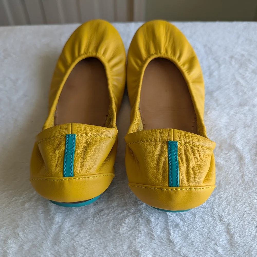 Yellow Leather Ballet Flats - Picture 2 of 3
